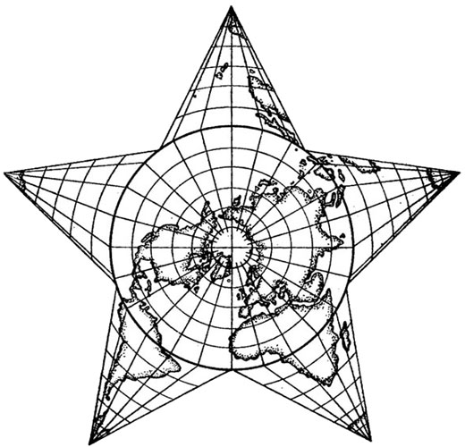 Рис. 12. Карта мира в звездообразной проекции