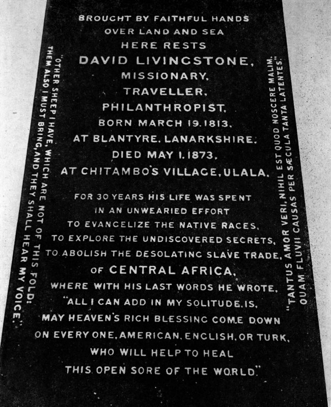 Надгробие Ливингстона в Вестминстерском аббатстве