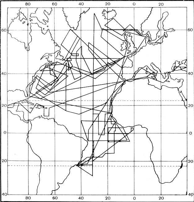 Исследования э/с «Михаил Ломоносов» в Атлантическом океане за период 1957-1966 годы