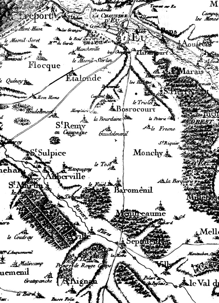 Рис.   14.4.   Фрагмент  топографической  карты   Франции    Кассини    масштаба 1 : 86 400 (1750-1789 гг.)