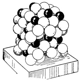 Рис. 238. Модель кристаллической структуры ангидрита в ориентировке, показанной на рис. 237