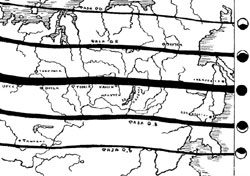 Рис. 13. Карта солнечного затмения 19 июня 1936 г. На обложке изображен момент затмения для Туапсе