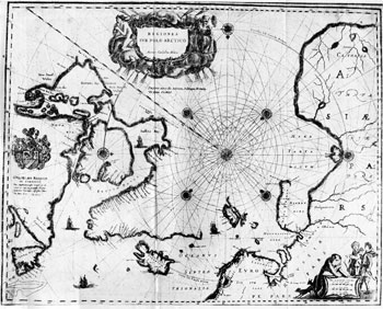 Арктическая карта из атласа Блеу 1662 г. И основу этой карты положено представление о том, что Азия и Америка находятся на весьма значительном расстоянии одна от другой   Если 