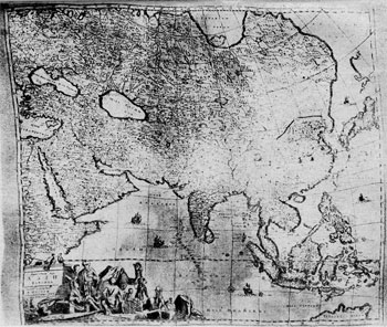 Карта Азии В.О. Киприянова, 1713 г. Печатная. Оригинал в Ленингр. Г.П.Б. им. Салтыкова Щедрина.