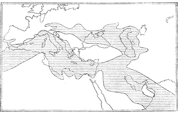Средиземноморский бассейн в конце олигоцена, 33-25 млн лет назад [Rogl, Steininger, 1983]
