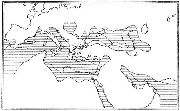 Средиземноморский бассейн в тортоиское время, около 12 млн лет назад [Rogl, Steininger, 1983]