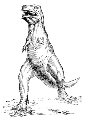 Рис. 19. Хищный тиранозавр, населявший Азию в меловом периоде. Реконструкция В. Свинтона (1964)