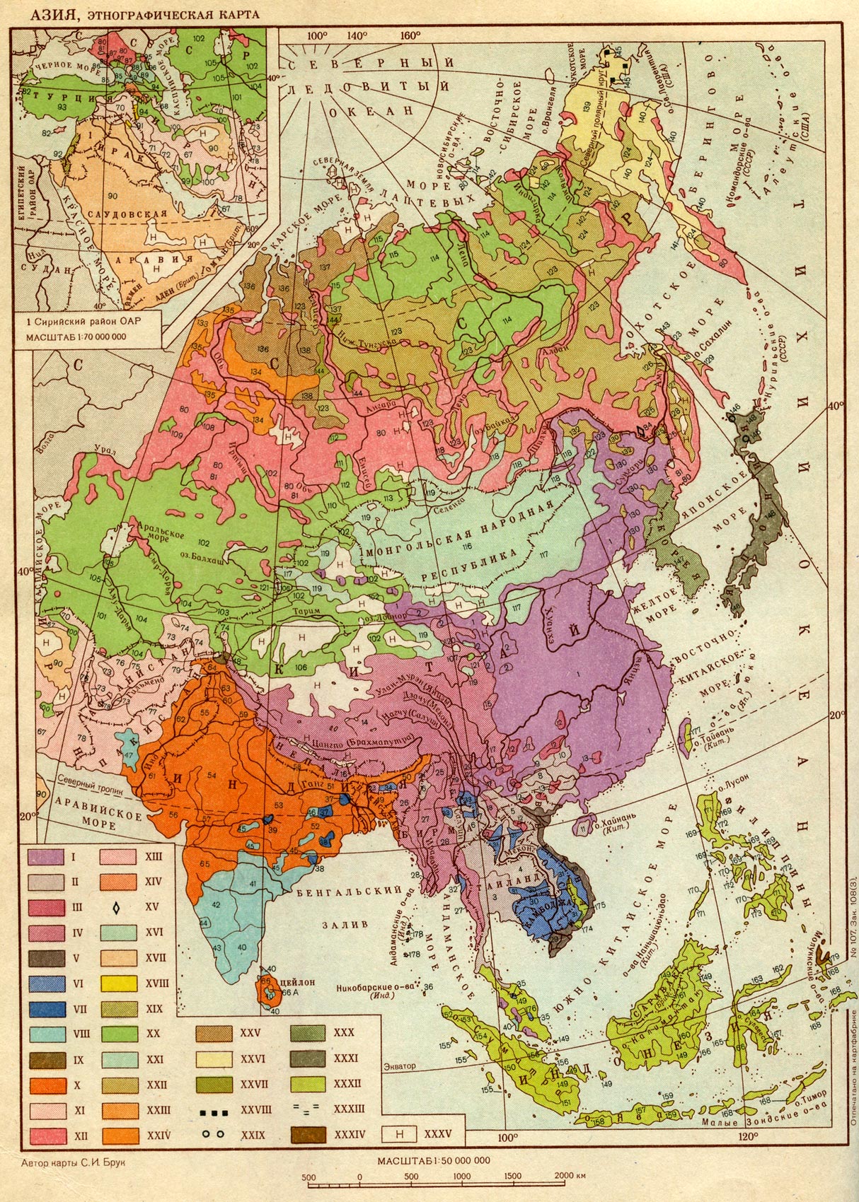 Азия, этнографическая карта.