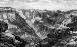 Эрозионные горы в области Большого Каньона (США).