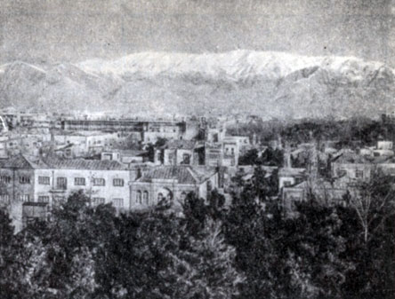 Общий вид города Тегерана. На заднем плане - г. Эльбурс
