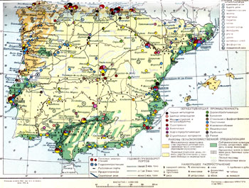 Испания и Португалия, экономическая карта